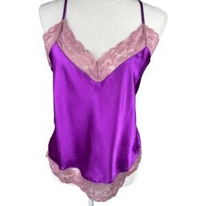 Y2K Fredericks of Hollywood Satin Lace Cami Womens Size Medium Coquette Lingerie